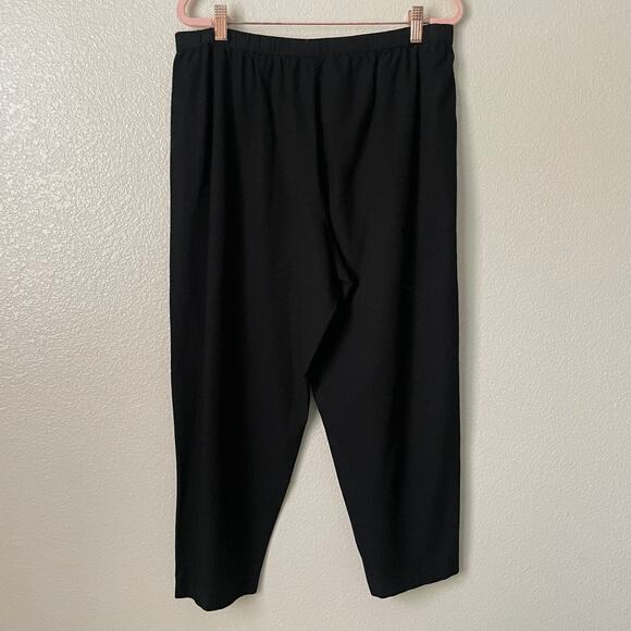 Eileen Fisher Pants Womens Large Black Washable Stretch Crepe High Rise Ankle - Picture 7 of 11
